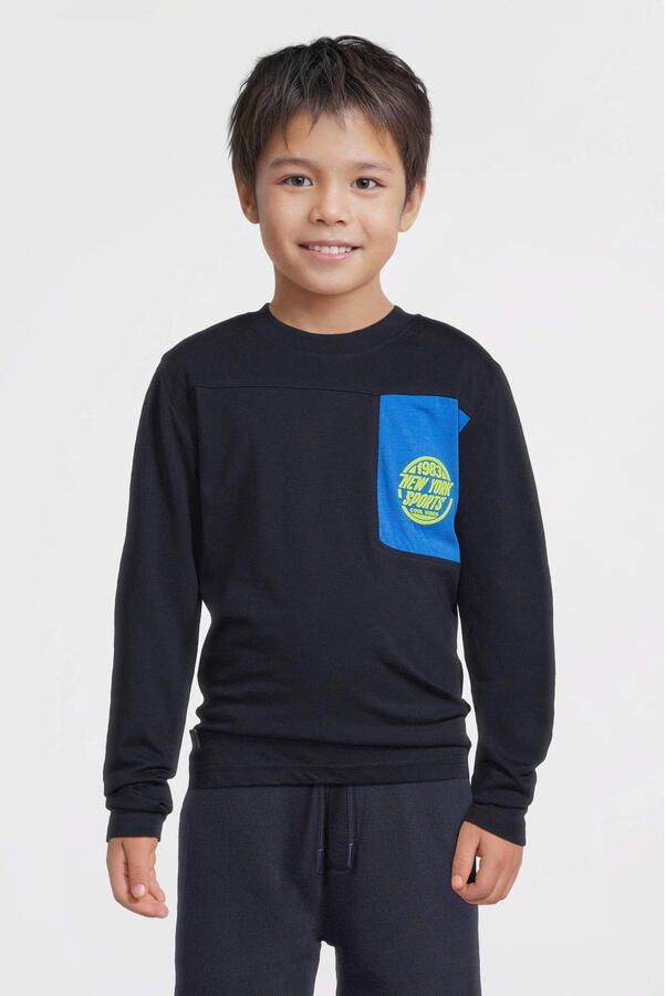 Orange Stars colourblock longsleeve met patch Jasper donkerblauw - Foto 3