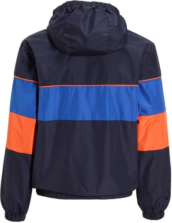 Orange Stars colourblock sporty jacket donkerblauw