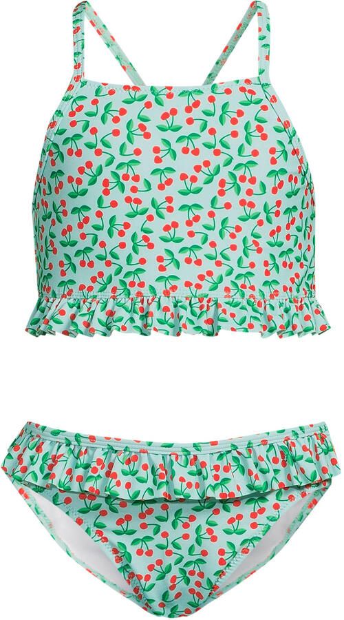 Orange Stars crop bikini met ruches mintgroen rood