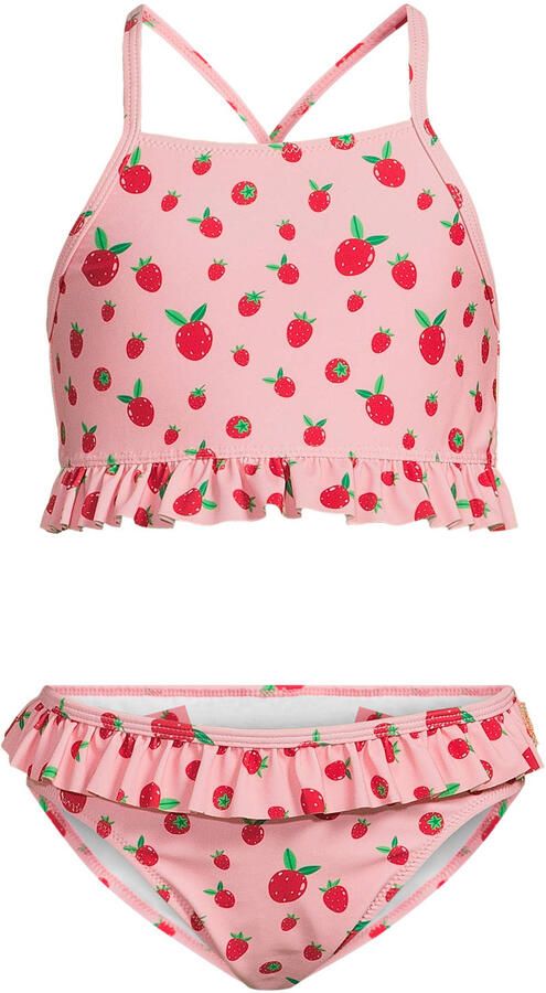 Orange Stars crop bikini met ruches roze rood