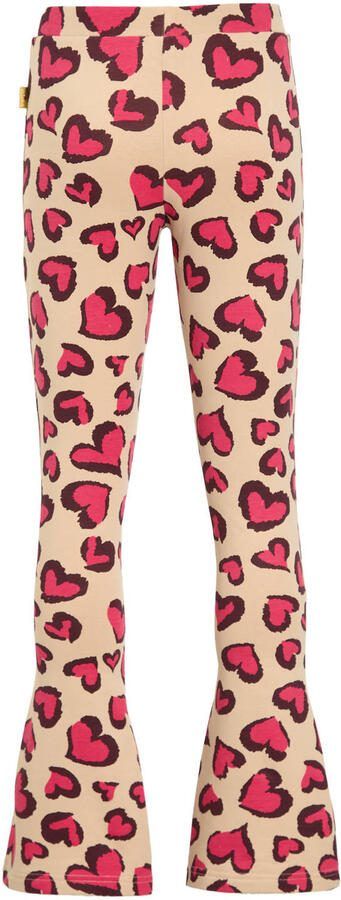 Orange Stars flared broek met hartjesprint Elise Beige