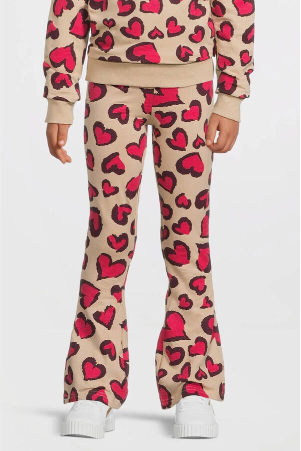 Orange Stars flared broek met hartjesprint Elise Beige - Foto 2