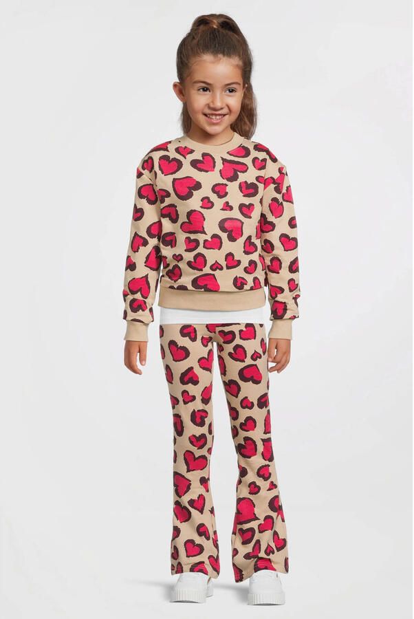 Orange Stars flared broek met hartjesprint Elise Beige - Foto 3