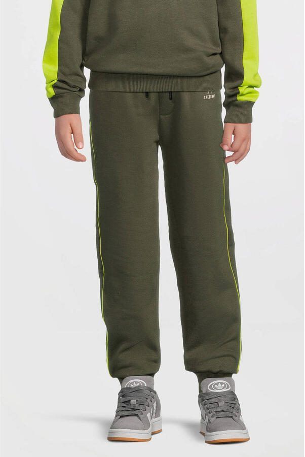 Orange Stars fleece joggingbroek met contrasterende bies Alec khaki - Foto 3