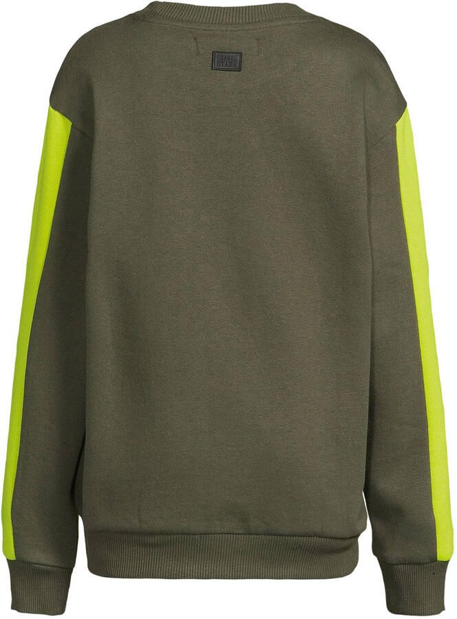 Orange Stars fleece sweater met contrasterende detail Noud khaki