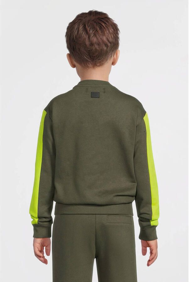 Orange Stars fleece sweater met contrasterende detail Noud khaki - Foto 4