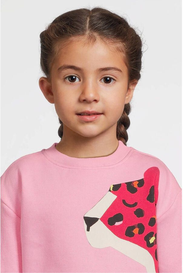 Orange Stars fleece sweater met printopdruk Lizzie roze - Foto 2