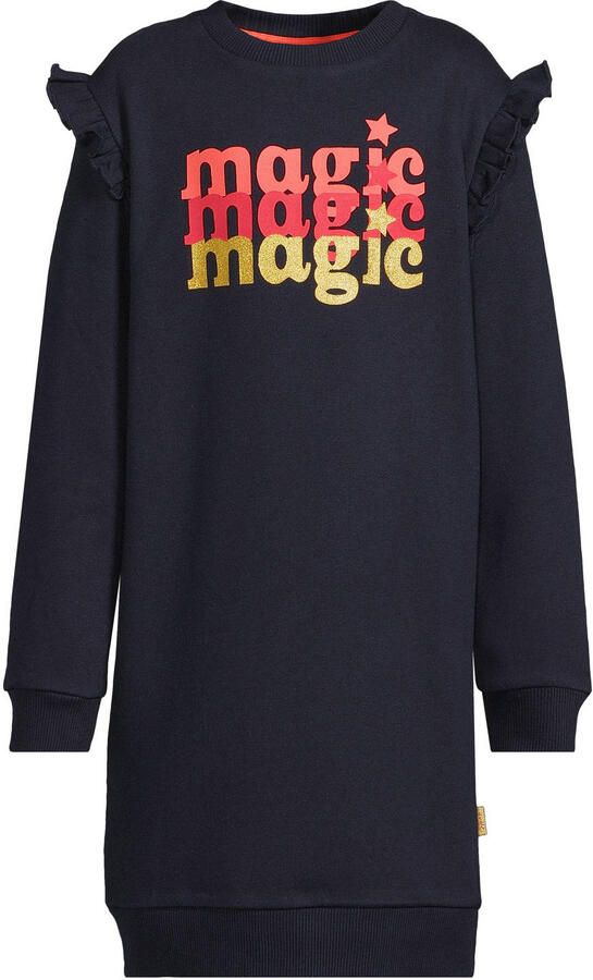 Orange Stars fleece sweaterjurk Jeanne met printopdruk donkerblauw