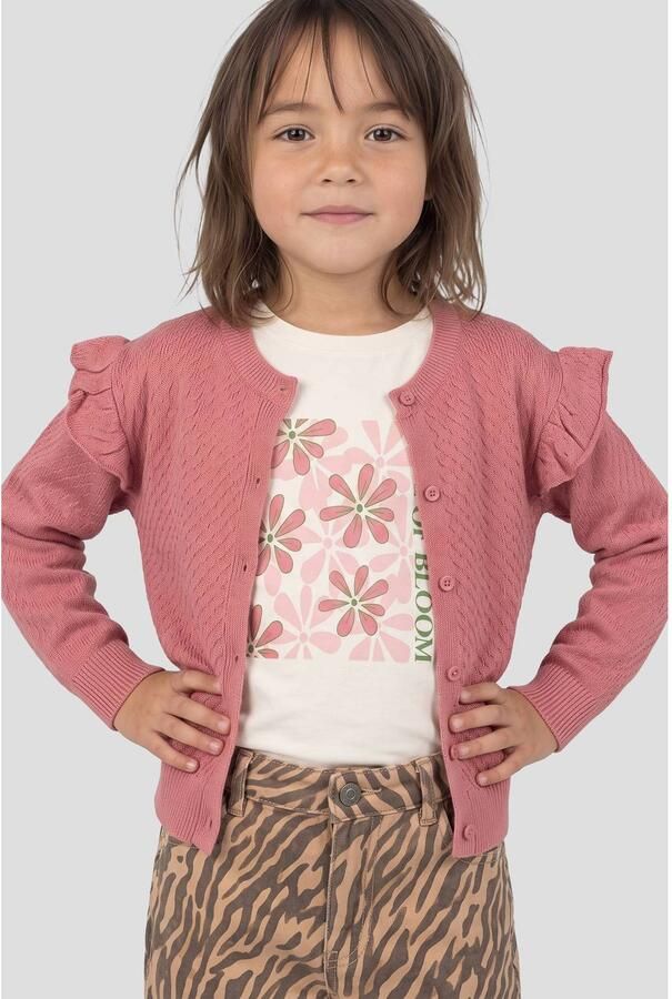 Orange Stars gebreid vest met ruches roze Meisjes Katoen Ronde hals Effen
