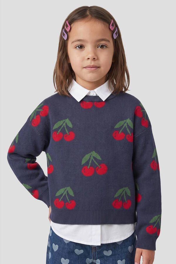 Orange Stars gebreide trui met print donkerblauw rood groen