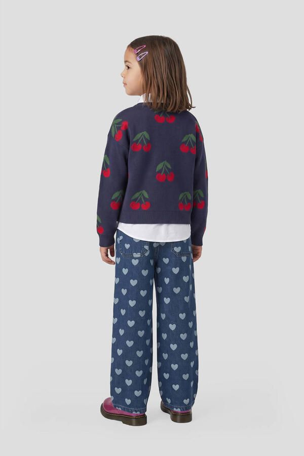 Orange Stars gebreide trui met print donkerblauw rood groen - Foto 3