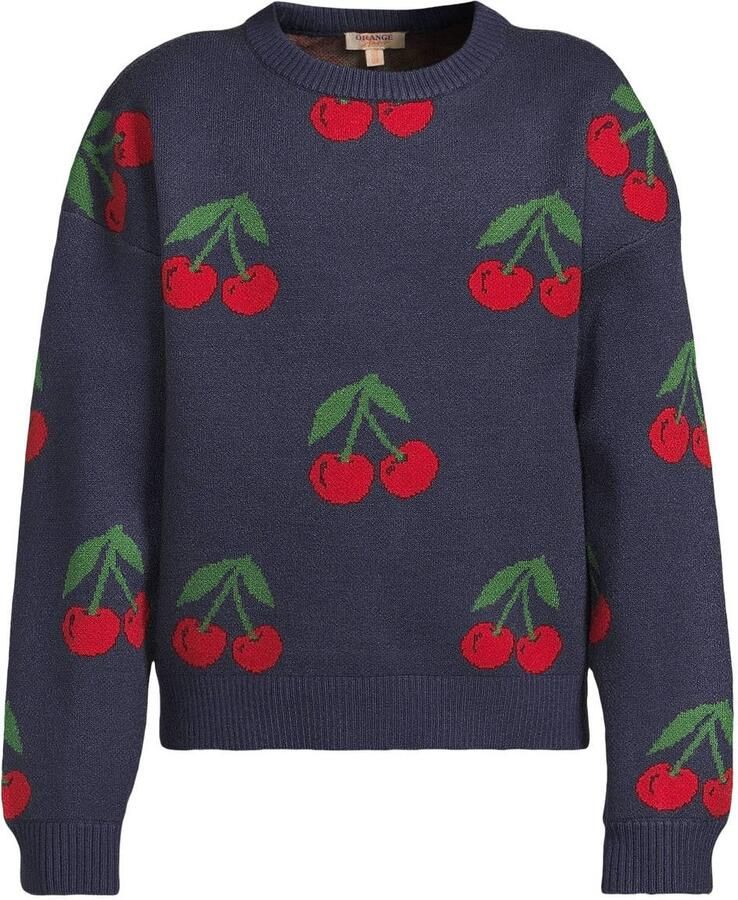 Orange Stars gebreide trui met print donkerblauw rood groen - Foto 2