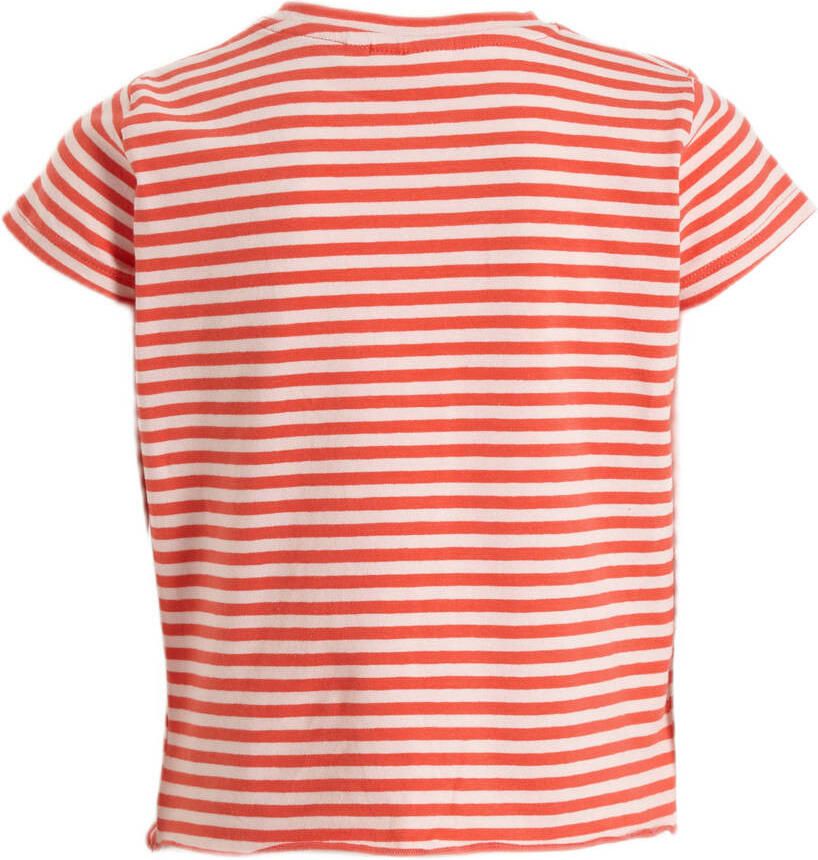 Orange Stars gestreept T-shirt Marjon koraal Roze Meisjes Stretchkatoen Ronde hals 104