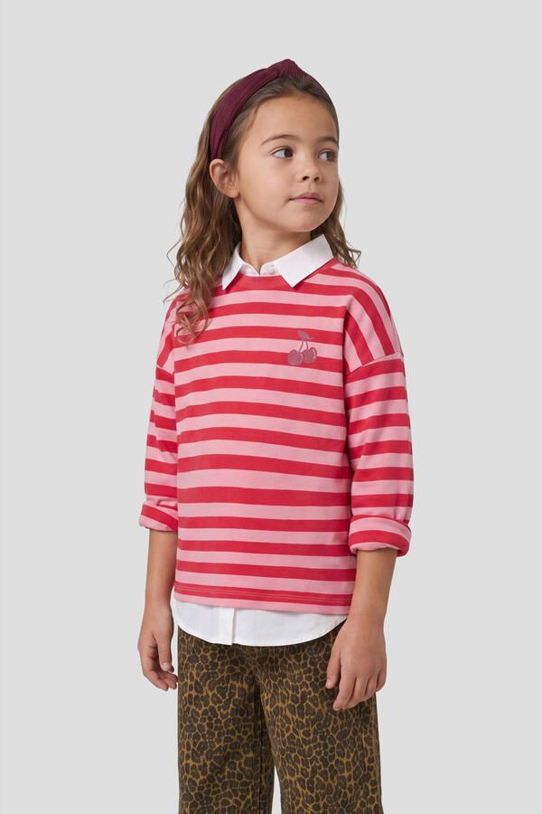 Orange Stars gestreepte longsleeve roze rood