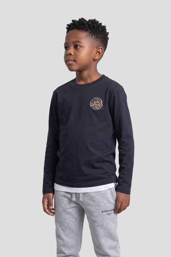 Orange Stars longsleeve met backprint donkerblauw