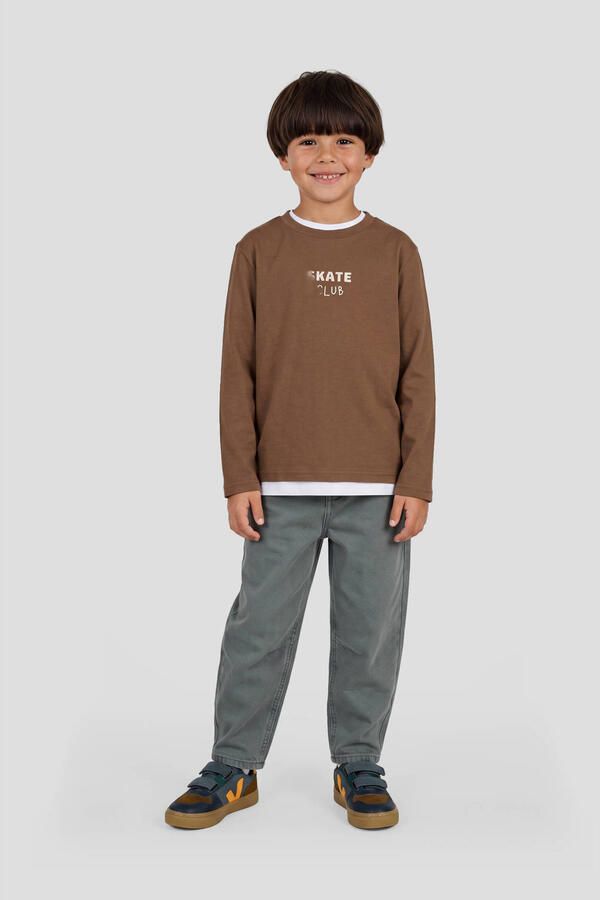 Orange Stars longsleeve met backprint donkerbruin