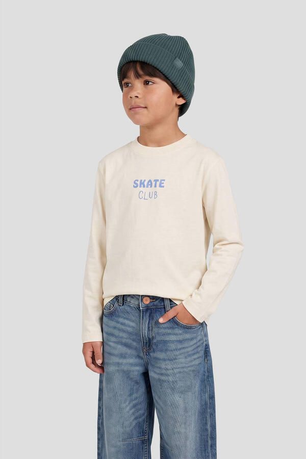 Orange Stars longsleeve met backprint en print ecru