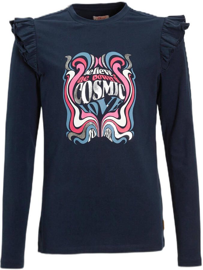 Orange Stars Longsleeve met printopdruk donkerblauw