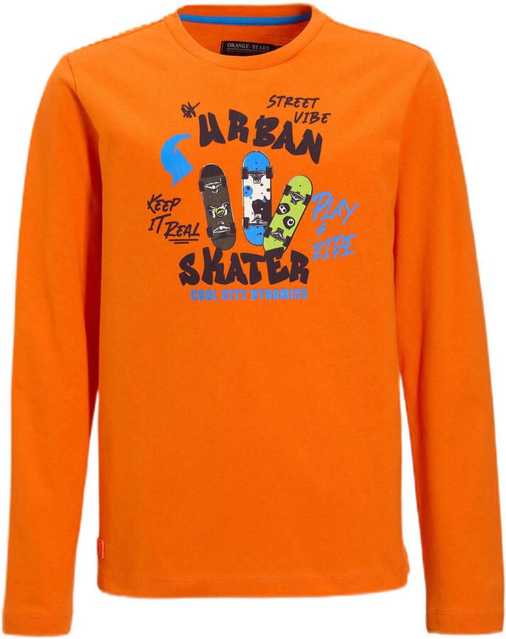 Orange Stars Longsleeve met printopdruk oranje
