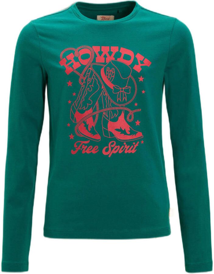 Orange Stars longsleeve met printopdruk petrol