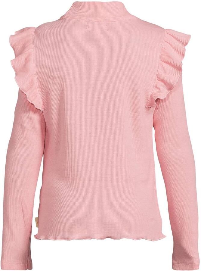 Orange Stars longsleeve met ruches felroze Meisjes Stretchkatoen Opstaande kraag - Foto 2