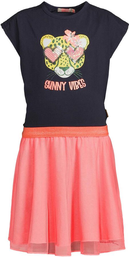 Orange Stars midi jurk met pailletten donkerblauw