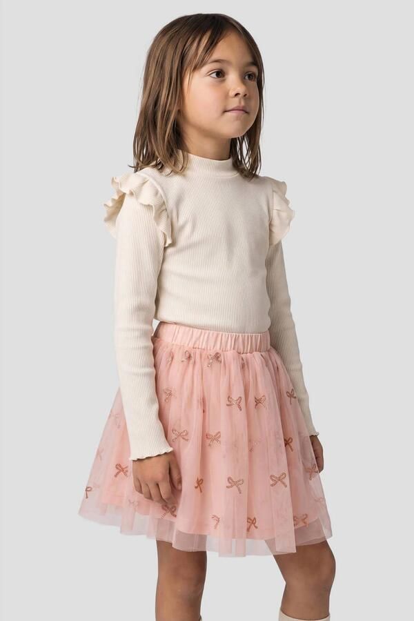 Orange Stars midi tule rok met glitters en print lichtroze