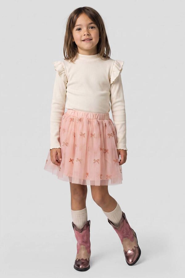 Orange Stars midi tule rok met glitters en print lichtroze - Foto 3