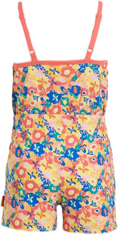 Orange Stars playsuit Marijke met all over print multi Meisjes Stretchkatoen Vierkante hals 104