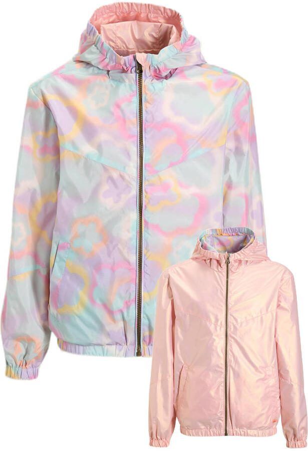 Orange Stars reversible jacket blurred floral