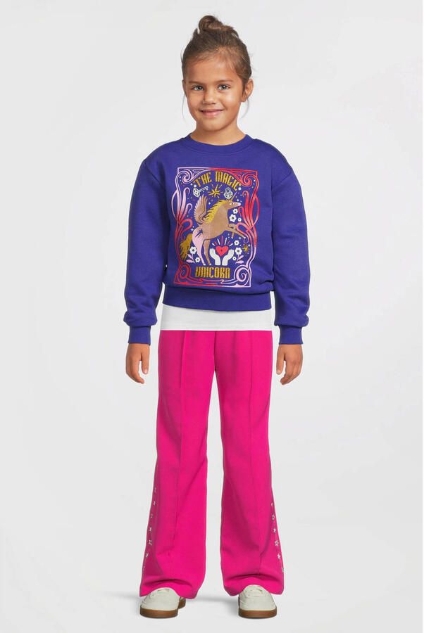 Orange Stars sportieve wide leg broek Celina roze