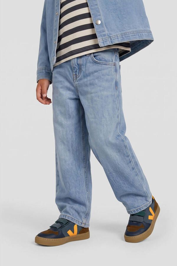 Orange Stars straight leg jeans lichtblauw Jongens Stretchdenim Effen