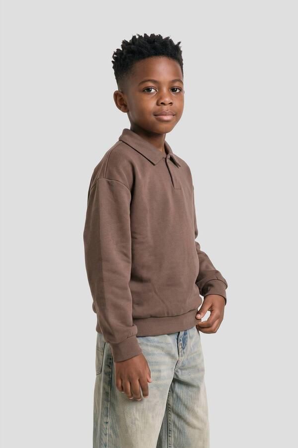 Orange Stars sweater donkerbruin Effen