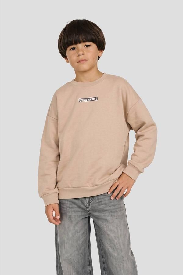 Orange Stars sweater met backprint beige Backprint