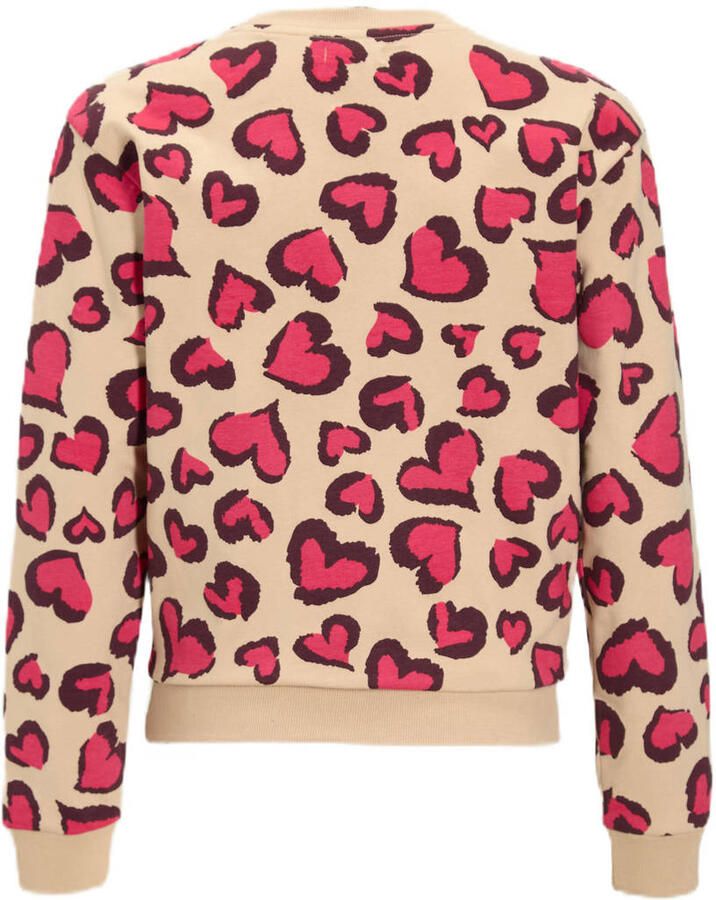Orange Stars sweater met hartjes print Mathilde beige