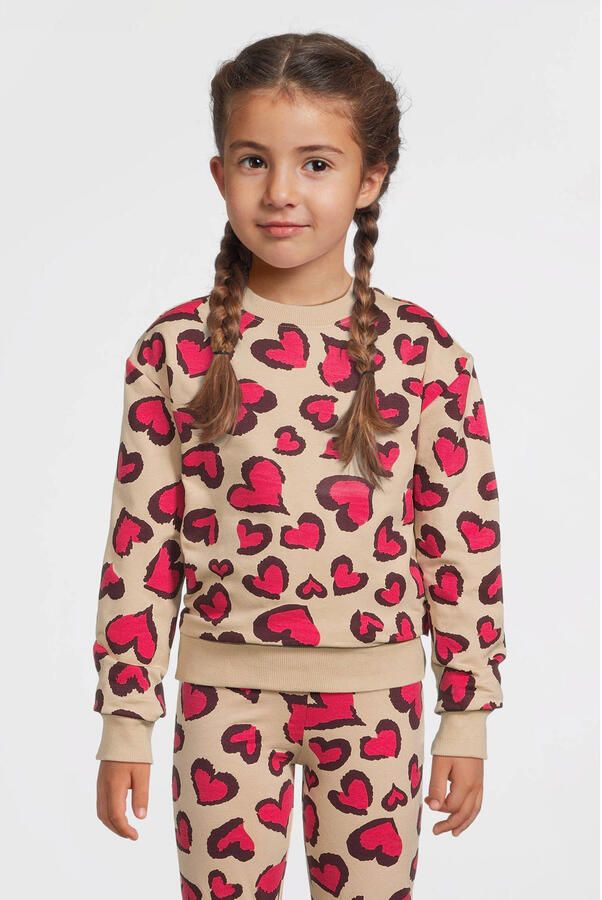 Orange Stars sweater met hartjes print Mathilde beige - Foto 3