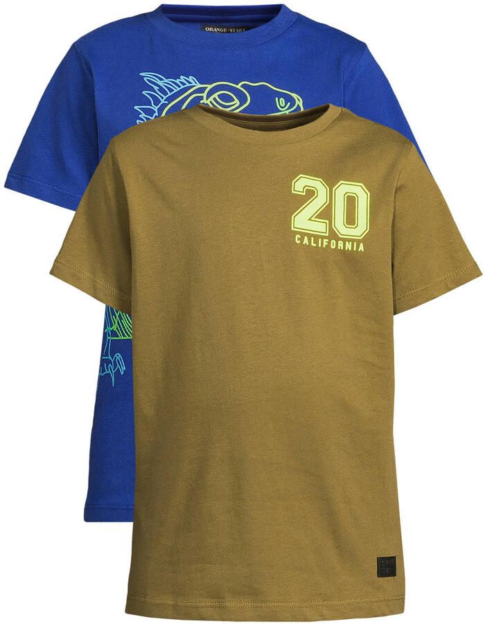 Orange Stars T-shirt groen kobaltblauw (set van 2)