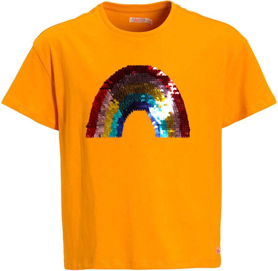 Orange Stars T-shirt met pailletten oranje