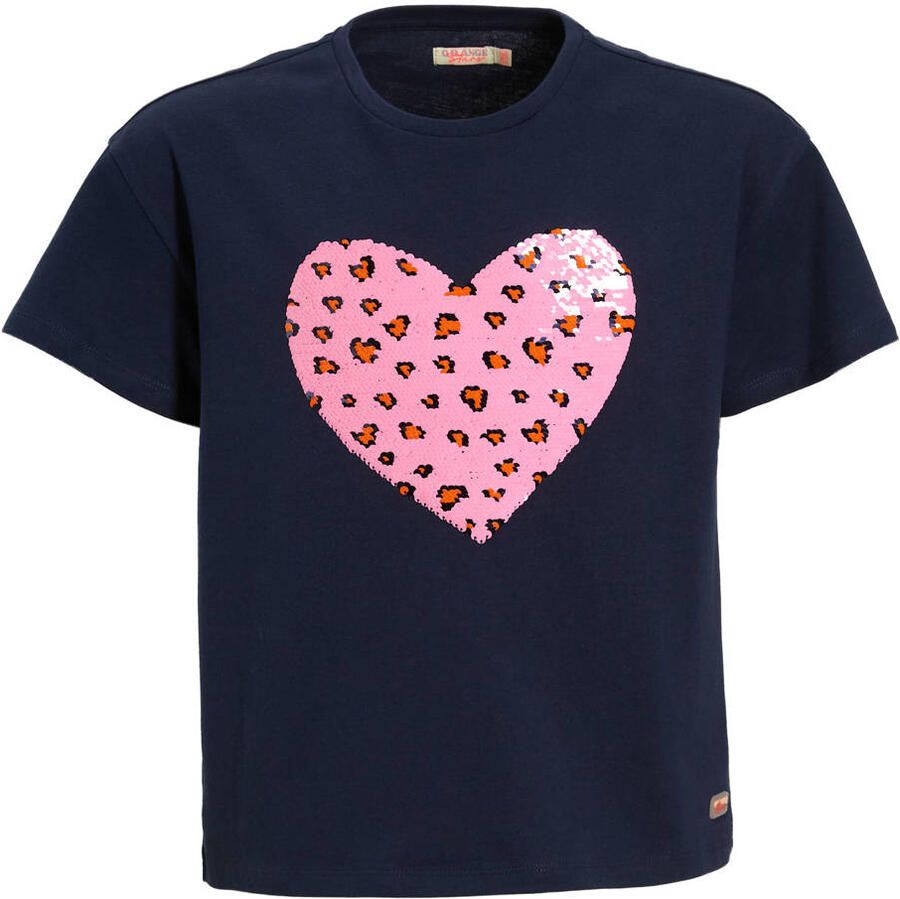 Orange Stars T-shirt met pailletten roze