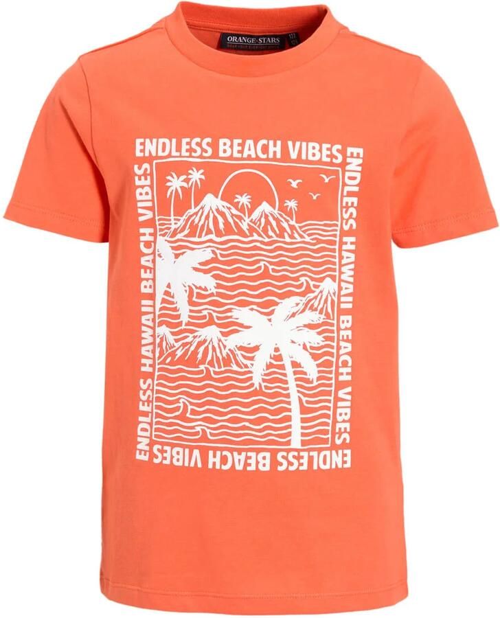 Orange Stars T-shirt met printopdruk oranje