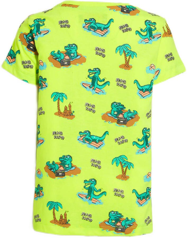 Orange Stars T-shirt Milo met all over print geel Groen Jongens Polyester Ronde hals 128