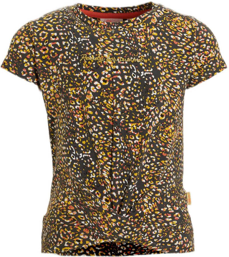 Orange Stars T-shirt Patrice met all over print donkergrijs Meisjes Katoen Ronde hals 110 116