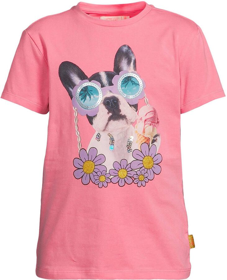 Orange Stars T-shirt roze met pailletten