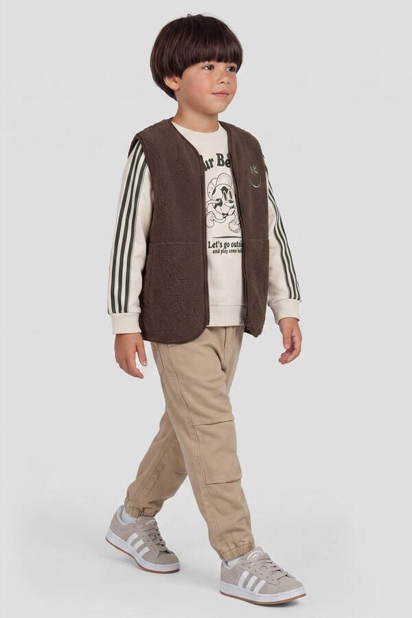 Orange Stars teddy bodywarmer met borduursels en print donkerbruin - Foto 2