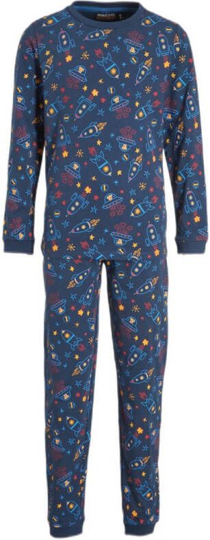Orange Stars pyjama met all over print donkerblauw Jongens Katoen Ronde hals 104