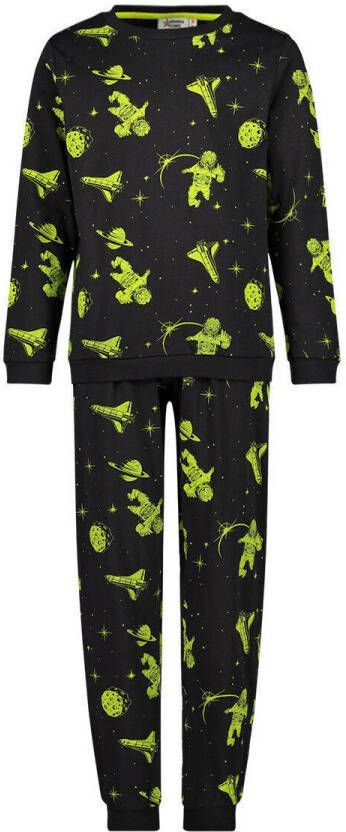 Orange Stars pyjama met all over print zwart Jongens Katoen Ronde hals 116