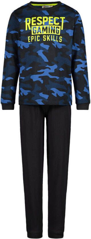 Orange Stars pyjama met camouflageprint blauw Jongens Katoen Ronde hals 104