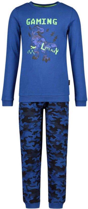 Orange Stars pyjama met printopdruk blauw Jongens Katoen Ronde hals Printopdruk 128