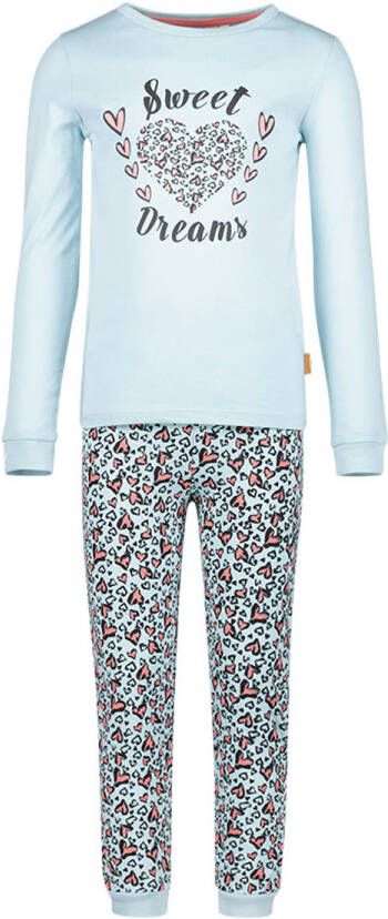 Orange Stars pyjama met printopdruk lichtblauw Meisjes Katoen Ronde hals 104