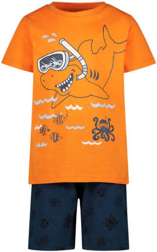 Orange Stars pyjama met printopdruk oranje blauw